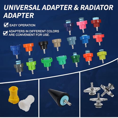 Vacuum Coolant Fill Kit & Coolant Vacuum Refill Kit, 31pc Master Cooling System Vacuum Fill Tool, Radiator Vacuum Fill Kit with 23 Radiator Adapters, Coolant Pressure Tester Kit