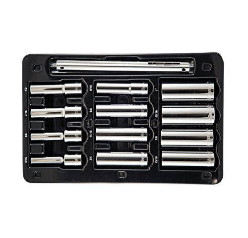 S08301 1/2" Drive Standard SAE Socket Set, 12 Piece, 12 Point Deep - size: 1/2 Inch Drive, style: DEEP