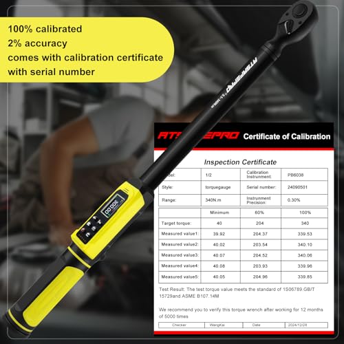 ATsafepro Digital Torque Wrench-1/2-Inch Drive & 5.1-340Nm (3.8-250.8 ft-lb), Heavy Duty Torque Wrench with Buzzer, 5 Units, ±2% Accuracy for Trucks & Machinery - style: 1/2" 3.8-250.8 FT.LB Digital Torque Wrench
