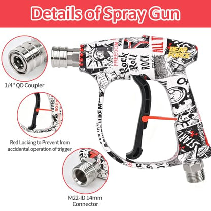 BEAR FORCE Pressure Washer Gun Up to 3000 PSI with Undiluted Mini Foam Cannon Set, 5 Spray Nozzles, Power Washer Spray Gun with 3/8'' Swivel Quick Connect, M22-15mm Connector, Car Wash, Car Detailing - color: Spray Gun & Mini Foam Cannon Set