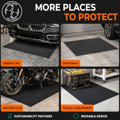 Golener Oil Spill Mat - Garage Floor Mat, Absorbent Oil Pad, Premium Maintenance Mat, Waterproof, Contain Liquid, Protect Floor from Spill & Stain, Reusable, Washable, Durable, 29”x36”, Black/Orange - size: 2'5" x 3' (Rectangular)