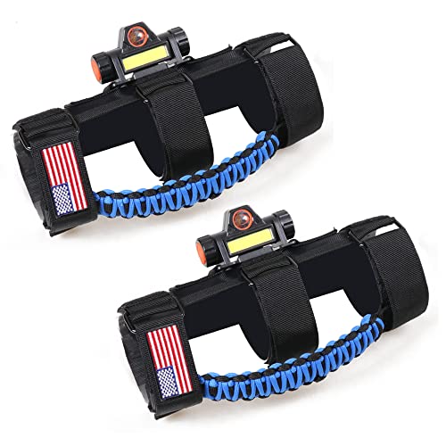 sukemichi Handles Grab Roll Bar Grab Handles with Light for Jeep Wrangler Accessories TJ JK JL YJ Unlimited Rubicon Sahara 2 Door 4 Door Jeep Gladiator JT, Rechargeable Dome Light, Blue, 2 Pack - color: Blue, size: 2 Piece, style: With LED Light