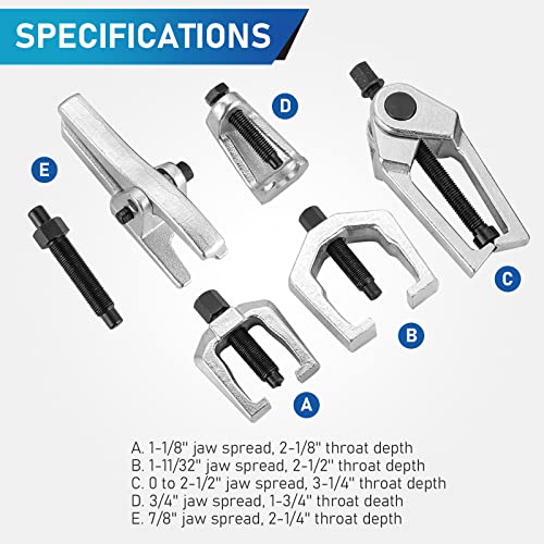 ATPEAM 5pcs Ball Joint Separator Pitman Arm Puller | Tie Rod End Tool Set for Front End Service, Splitter Removal Kit