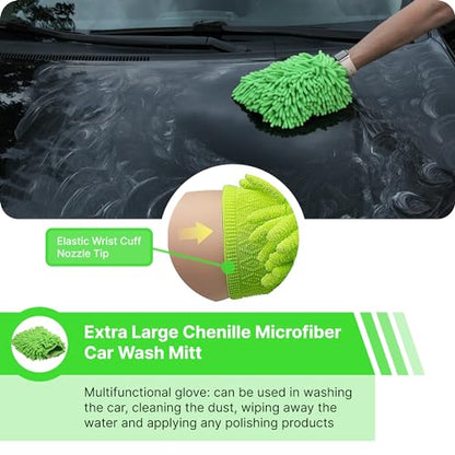 7-in-1 Car Detailing Kit - Powerful Multi-Purpose Complete Auto Cleaning Set with Telescopic Mop, Microfiber Mitt, Towel, Wheel & Interior Brushes