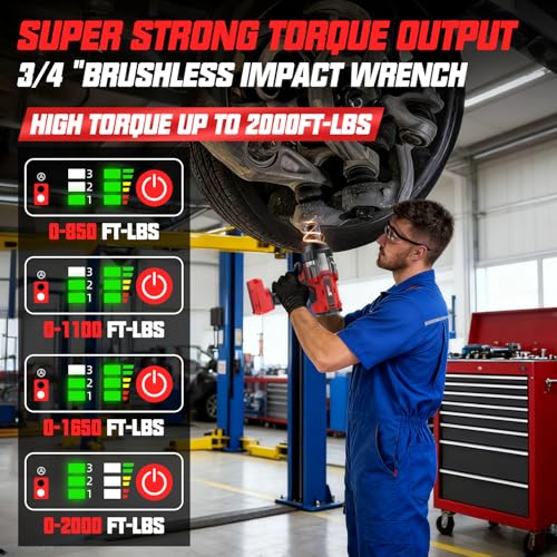 Cordless Impact Wrench Compatible with Milwaukee 18V Battery, 3/4'' 2000FT-LBS 2700N.m High Torque Impact Driver, Brushless Impact Gun w/ 4 Speed Modes & LED Light for Car, Home, Outdoor - size: 3/4" Compatible with Milwaukee 2700N