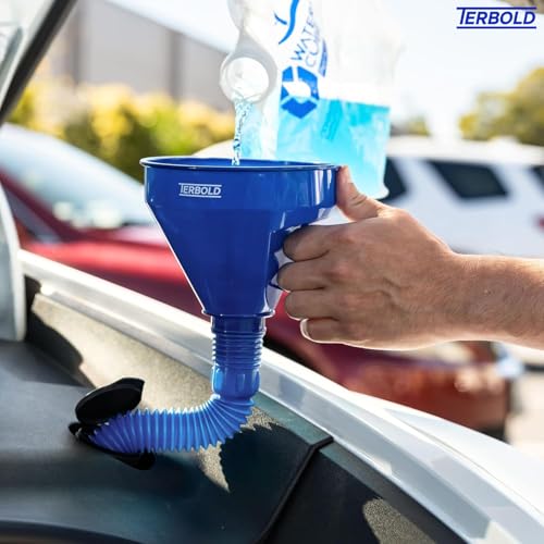 Automotive Flex Funnel with Hose | Wide Mouth Flexible Oil Funnel for Automotive Use - Gas, Transmission Fluid, Car Fuel, Oil Change (Blue) - color: Blue