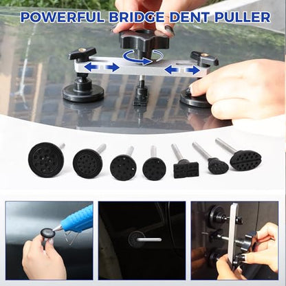117 PCS Dent Removal Kit, Paintless Dent Repair Kit with Golden Lifter, Bridge Puller, Slide Hammer T-bar Dent Puller, Car Repair Tool for Auto Body Dents,Repairing Dings and Hail Damage