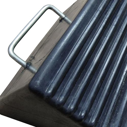 Shop Tuff Rubber Wheel Chock with Wide Handles, Curved Surface, and Resistant to Slip Design for Automotives, Wheel Immobilizers, and Chocks, Black