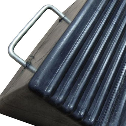 Shop Tuff Rubber Wheel Chock with Wide Handles, Curved Surface, and Resistant to Slip Design for Automotives, Wheel Immobilizers, and Chocks, Black