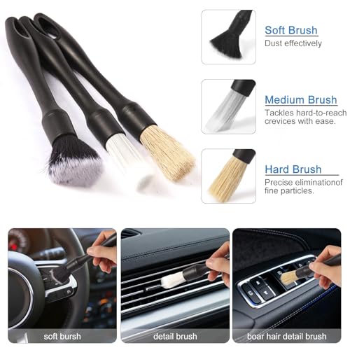 Car Detailing Brush Kit with Detail Brushes,Car Interior Detailing Brushe,Car Dust Brush,Cleaning Gel,Car Interior Cleaning Tool for Truck SUV Car Accessories