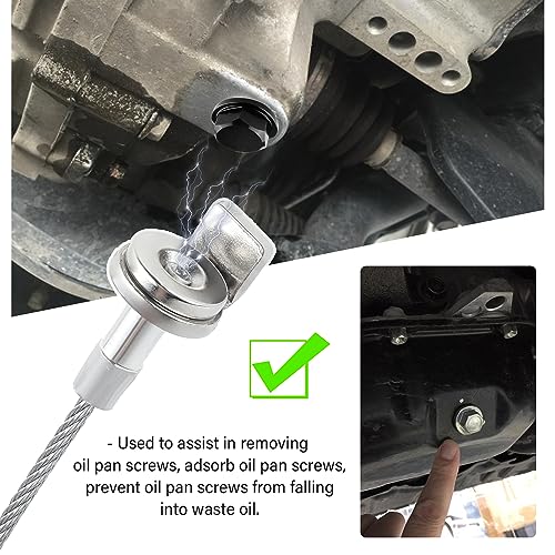Aokdom Flexible Magnetic Oil Drain Plug Removal Tool,14.5inch Oil Drain Plug Tool with Strong Magnetism,Must Have Car Tools Fit Most Oil Pan Plug Screw Removal