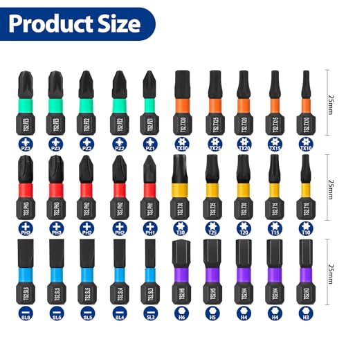 HPHOPE 39-Piece Screwdriver Bit and Ratchet Set – PH, PZ, Hex, SL, TT, Torx Bits – Accessories for Cordless Screwdrivers, Drills Drivers and Screwdrivers - size: 39 Pieces