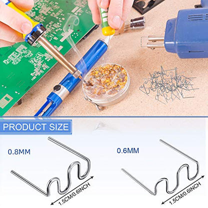 Hotop 1000 Pieces Plastic Hot Staples Welding Rods Repair Machine Welding Wire for Repair Car Bumpers Dashboards Lamp Holders Plastics Rings Daily Plastics Supplies 0.8 0.6 mm (Wave Shape)