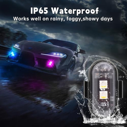 8PCS Wireless LED Strobe Lights with Remote Control,8 Colors Waterproof Anti-Collision USB Charing Led Warning Light, High Brightness Wireless LED Lights for Car Drone Truck Motorcycle Aircraft Bike