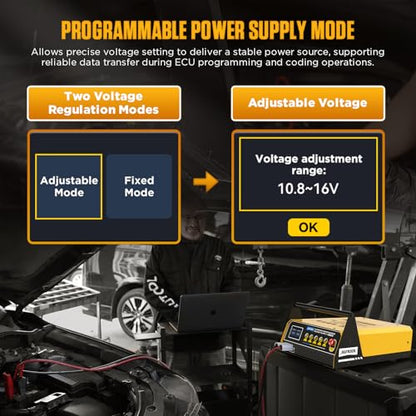 AUTOOL EM355 Programming Power Supply 12V,ECU Programming Stable Voltage Power Supply 10.8–16V,Fast Smart Battery Charger with Pulse Repair,AGM Gel EFB Lead-Acid Battery Charger for Automotive
