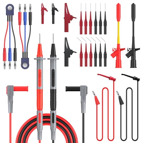 Proster Multimeter Test Leads Kit 26pcs - Multi Testers Replacement Test Leads with Alligator Clips Test Probe Spring Test Hook Test Prods Storage Bag Electric Tester Leads for Multimeter Tester - style: Test Leads 26pcs