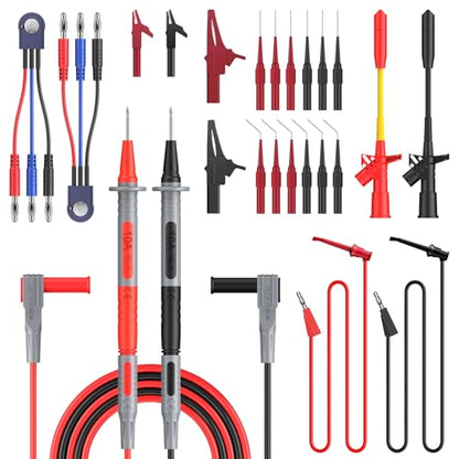 Proster Multimeter Test Leads Kit 26pcs - Multi Testers Replacement Test Leads with Alligator Clips Test Probe Spring Test Hook Test Prods Storage Bag Electric Tester Leads for Multimeter Tester - style: Test Leads 26pcs