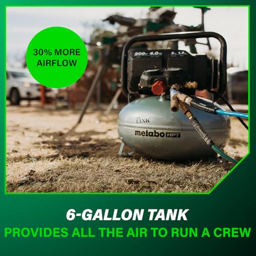 Metabo HPT Air Compressor, THE TANK, Portable Pancake Air Compressor 200 PSI, 6 Gallon Tank, Versatile for Use with Framing, Siding, Finish, Brad or Roofing Nailers, EC914S - style: 6-Gallon Pancake, 200 PSI