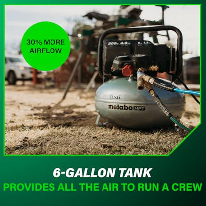 Metabo HPT Air Compressor, THE TANK, Portable Pancake Air Compressor 200 PSI, 6 Gallon Tank, Versatile for Use with Framing, Siding, Finish, Brad or Roofing Nailers, EC914S - style: 6-Gallon Pancake, 200 PSI