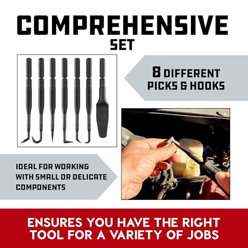 Powerbuilt O-Ring Hook and Pick Set, 7 Interchangeable Picks with Double Injection Handle, Cars, Machinery, Plumbing - 643063ECE