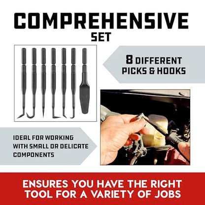 Powerbuilt O-Ring Hook and Pick Set, 7 Interchangeable Picks with Double Injection Handle, Cars, Machinery, Plumbing - 643063ECE
