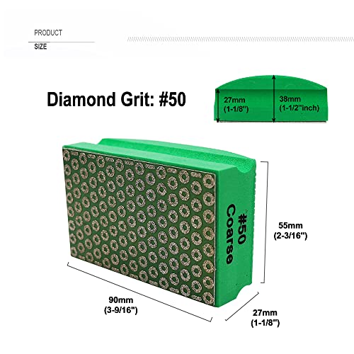 SHDIATOOL 2PCS Diamond Hand Polishing Pads 50 Grit for Glass & Tile | Ideal for Edge Shaping & Scratch Removal | Comfortable Foam Grip | For Ceramic, Marble & Granite| Smooth Hand Finishing - style: Grits 50