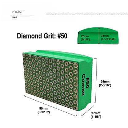 SHDIATOOL 2PCS Diamond Hand Polishing Pads 50 Grit for Glass & Tile | Ideal for Edge Shaping & Scratch Removal | Comfortable Foam Grip | For Ceramic, Marble & Granite| Smooth Hand Finishing - style: Grits 50