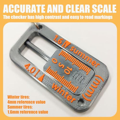2Pcs Tire Tread Depth Gauge Keychain, Portable Easy Read Tire Tread Measure Tool, Tire Wear Gauge Tread Checker Suitable for Cars, Trucks, Motorcycles, SUVs, Vans