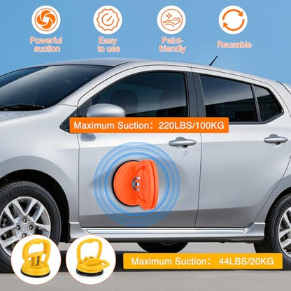 GOOACC Car Dent Puller 3 Pack Orange Yellow Powerful Suction Cup Puller with Handle Lifter Large & Small Pullers Paintless Dent Repair Tool Kit for Car Body Fridge Glass Tiles Screen Object Moving - color: Orange+Yellow