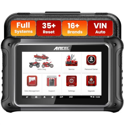 ANCEL MT700 Motorcycle OBD2 Scanner Full Systems, ABS Engine Meter TPMS Diagnostic Tool with 35+ Reset Functions for Harley Indian Yamaha Polaris Piaggio Ducati Honda BMW, AutoVIN, 7”Touch Screen,16G - color: Light black