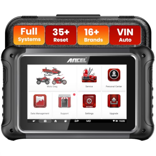 ANCEL MT700 Motorcycle OBD2 Scanner Full Systems, ABS Engine Meter TPMS Diagnostic Tool with 35+ Reset Functions for Harley Indian Yamaha Polaris Piaggio Ducati Honda BMW, AutoVIN, 7”Touch Screen,16G - color: Light black