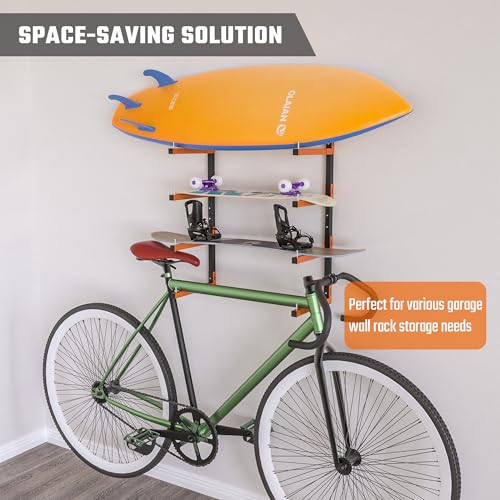 Lumber Storage Rack, Snap-Fit Connection Lumber Rack Wall Mount, Heavy Duty Metal 8 Level-32 Inch Wood Storage Rack - color: Orange - 8 Tier (Snap-Fit)