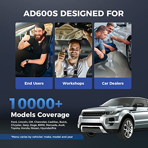 TOPDON AD600S OBD2 Scanner, Engine ABS SRS Transmission Diagnostic Tool | Lifetime Free Upgrade, 9 Reset Services Scan Tool, CAN-FD, Oil/Brake/BMS/SAS/DPF/TPMS/ETS Reset/ABS Bleeding, Injector Coding