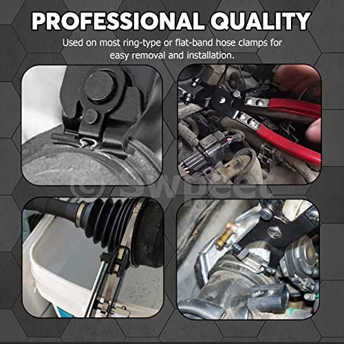 Swpeet 3Pcs Red CV Joint Boot Clamp Pliers and Swivel Flat Band Hose Clamp Pliers Assortment Kit, Ear Boot Tie Car Band Tool Car Water Pipe Locking Automotive Hose - color: Red
