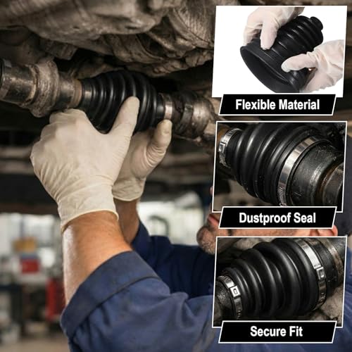 Chumia 2 Pcs Cv Boot Repair Kit, Fits Shaft Size 26-34mm, Include 2 Cv Axle Boot, 4 Stainless Steel Clamps and 4 Ties, 1 Pair of Rubber Gloves and Knife, Universal Replacement Kit Fits for Most Cars
