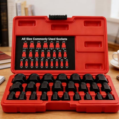 Bolt Extractor Socket Set,Multi-Spline Hex Head Repair Tools - 25-Piece Broken Bolts Extraction Kit,for Damaged Rusted Broken Screws Nut Fastener Automotive Machinery - color: Black