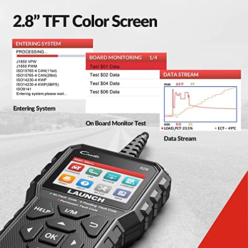 2026 NEW Launch OBD2 Scanner CR529 Code Reader Check Engine Light for All OBDII Car After 1996 Full OBD2 Functions Mode 8, I/M Readiness DTC Lookup Lifetime Free Update Scan Tool [Upgrade Version] - style: CR529