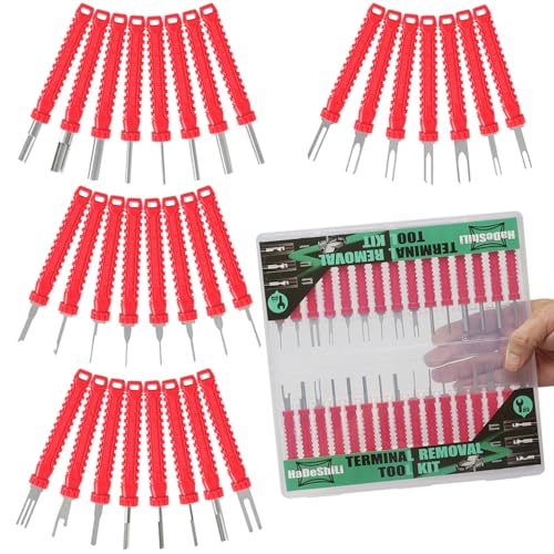 Terminal Removal Tool Kit – 31Pcs Electrical Pin Extractor Tools | Connector Depinning Tool Kit for Automotive, Motorcycle, and Electronics Repair with Blister Case, Red - color: Red, size: Blister Case