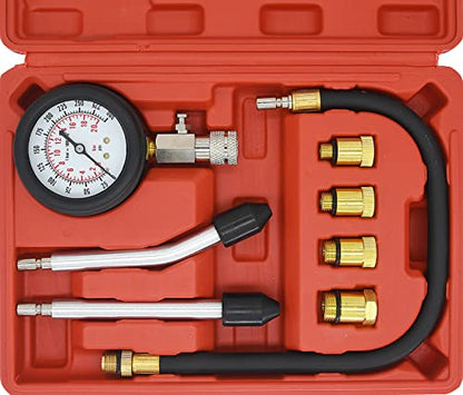 Petrol Engine Cylinder Compression Tester Kit and Spark Plug Tester Tool Fit for Automotive Car Lawnmower Truck Chainsaw Motorcycle Boat Petrol Gas Engine Diagnostic Compression Tester Kit (9 Pcs)