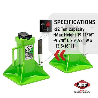 AFF Viking 22 Ton Safety Stand Set - Pin Style Jack Stands for Trucks, Trailers & Heavy Equipment - Super Duty - Pair