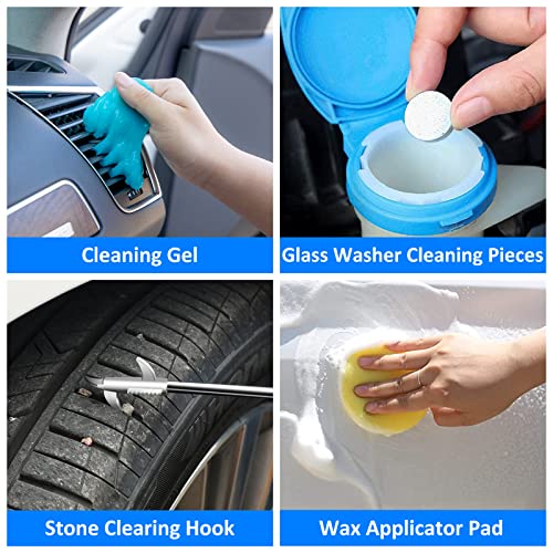 39Pcs Car Cleaning Wash Kit Interior Detailing Cleaner Kit with High Power Handheld Vacuum, Brush Set, Windshield Tool, Duster, Towels, Tire Brush, Complete Car Care Tools, Blue - color: Blue, size: 39Pcs