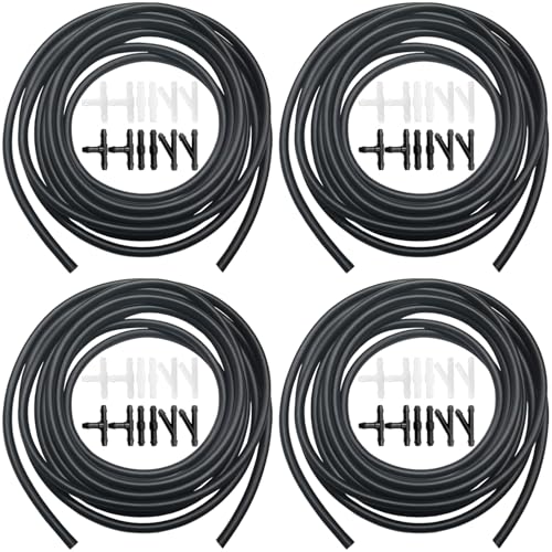 Windshield Washer Hose Repair Kit, Automotive Replacement Windshield Washer Hoses Connect Car Water Pump&Nozzles for Most Car Windshield Washer Tubing (4*4M Washer Fluid Hoses & 48Pcs Hose Connectors) - size: 4-Set
