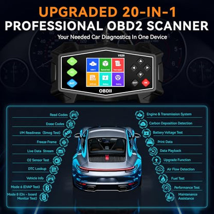 Enhanced OBD2 Scanner Diagnostic Tool - Check Engine Code Reader with Battery Tester, EVAP, Live Data, Mode 6/8, Professional Car Scan Tool with Freeze Frame, DTC Lookup for All OBDII Vehicles 1996+