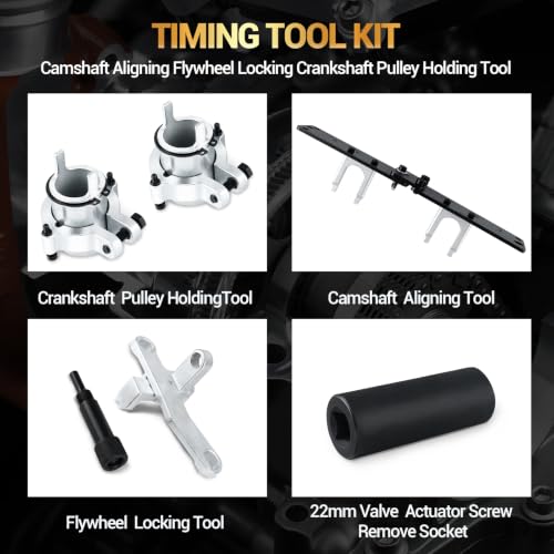 DTLHCNCT Timing Tool Kit for GM Ecotec | Compatible with Chevy Onix/Tracker 1.0/1.2L 3-cyl. Flywheel lock, crank holder + 22mm socket. Replaces CR490/A/B/C
