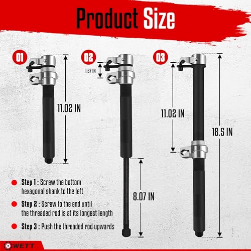 WETT Coil Spring Compressor Tool Set, 2-Piece Heavy Duty Strut Spring Compressor Tool with Extendable Bracket, 2645LB Capacity Automotive Spring Compressor Tools for Car, Truck, UTV, ATV