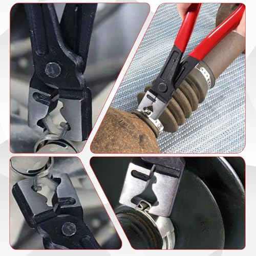 9 Pcs Hose Clamp Pliers with CV Boot Clamp Kit, Clic and Clic R Type Collar Plier Small and Large Stainless Steel Universal Adjustable Drive Shaft CV Boot Automobile Repair Tools for Most Car