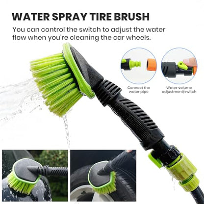 Car Detailing Kit Exterior, Car Wash Brush Kit with Long Handle 10pcs Set, Car Windshield Cleaner, Professional Car Care kits, Car Detailing Brush Set, Car Cleaning Drill Brush Kit with Extension Pole