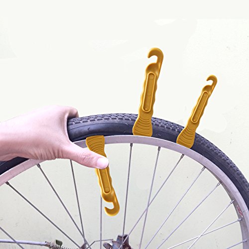 Bike Tire Lever - Premium Hardened Plastic Levers to Repair Bicycle Tube - Must Have Tool Kit for Road Bicyclist - Set of 3 - color: Gold