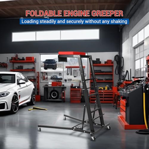 Garvee Automotive Engine Creeper, Adjustable Height Engine Access Creeper with Casters for Auto Body Shop, Home, Garage, Emergency Repair and Fleet Maintenance