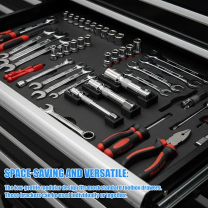 Magnetic Socket Extension Holder Set 3-Piece ratchet organizer for 1/2", 3/8", and 1/4" Drive Extensions, Professional Garage Drawer Storage with Strong Magnetic Base, Red (Black) - color: Black